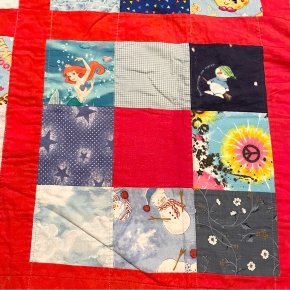 Patchwork Quilt Homemade Smurfs Little Mermaid Clifford - Picture 2 of 16